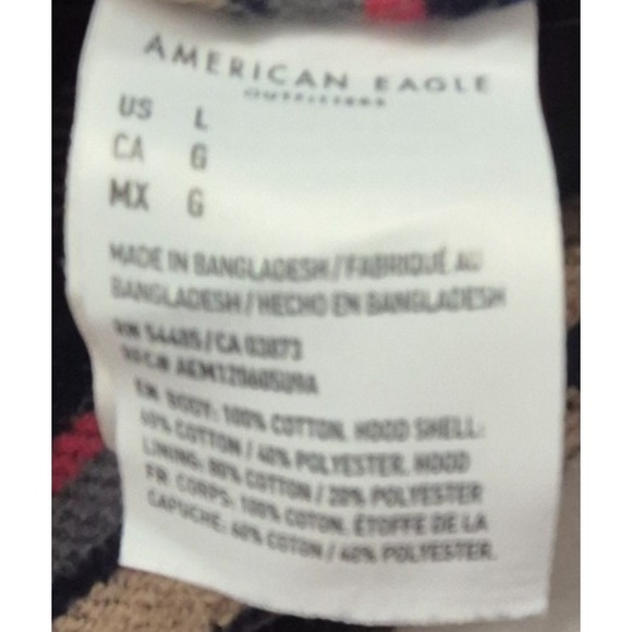 American Eagle men's plaid long sleeve button up flannel shirt LG 100% Cotton - Picture 7 of 16